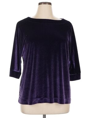 Liz Claiborne Women's Boatneck Velour Top Shirt